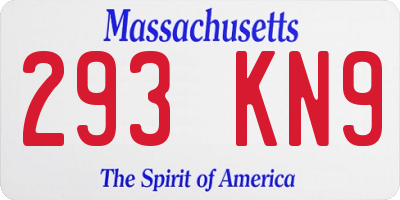MA license plate 293KN9