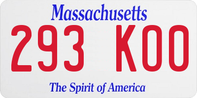 MA license plate 293KO0