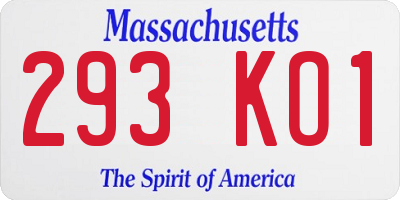 MA license plate 293KO1