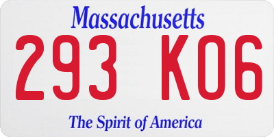MA license plate 293KO6