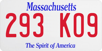 MA license plate 293KO9