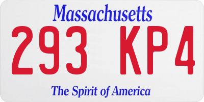 MA license plate 293KP4