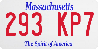 MA license plate 293KP7