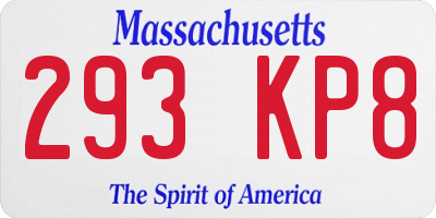 MA license plate 293KP8