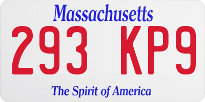 MA license plate 293KP9