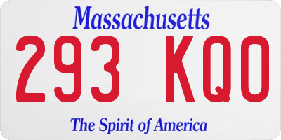 MA license plate 293KQ0
