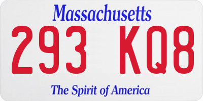 MA license plate 293KQ8