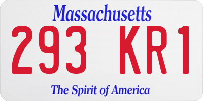 MA license plate 293KR1