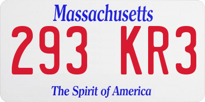MA license plate 293KR3
