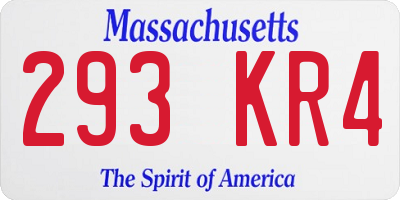 MA license plate 293KR4