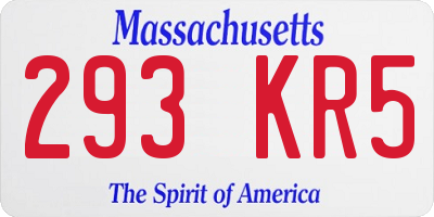 MA license plate 293KR5