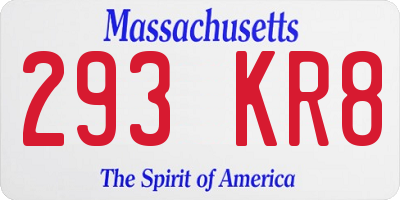 MA license plate 293KR8