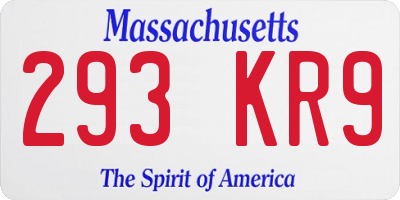 MA license plate 293KR9