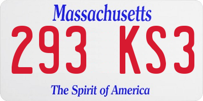 MA license plate 293KS3