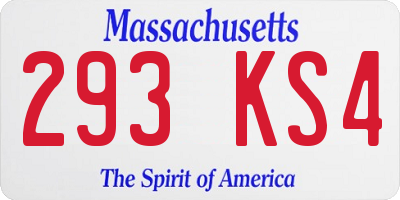 MA license plate 293KS4
