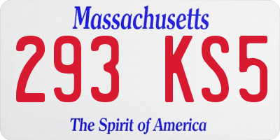 MA license plate 293KS5