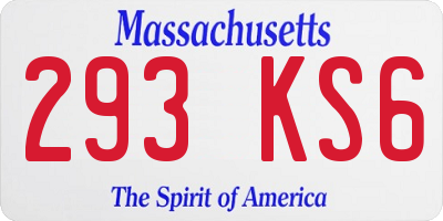 MA license plate 293KS6