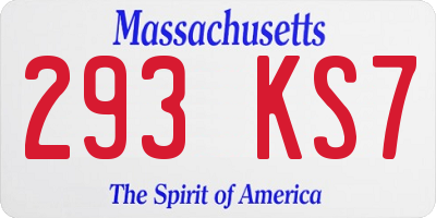 MA license plate 293KS7