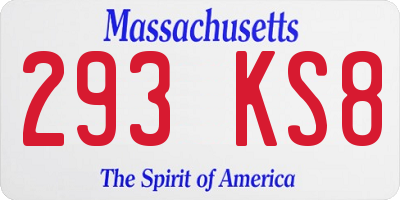 MA license plate 293KS8