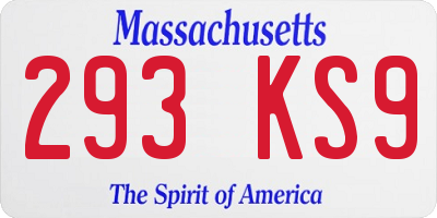 MA license plate 293KS9