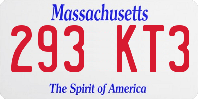 MA license plate 293KT3