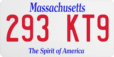 MA license plate 293KT9