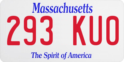 MA license plate 293KU0