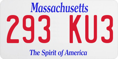 MA license plate 293KU3
