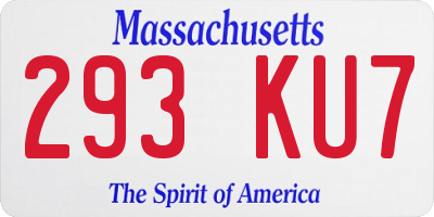 MA license plate 293KU7