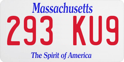 MA license plate 293KU9