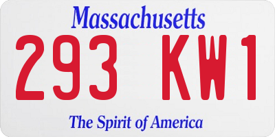 MA license plate 293KW1
