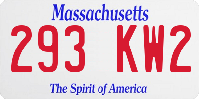 MA license plate 293KW2