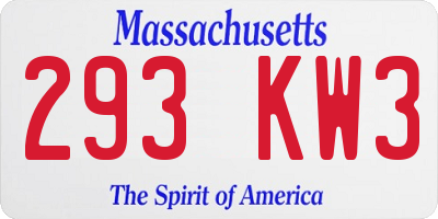 MA license plate 293KW3
