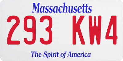MA license plate 293KW4