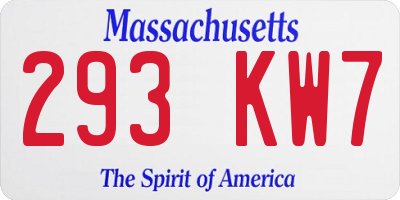 MA license plate 293KW7