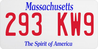 MA license plate 293KW9