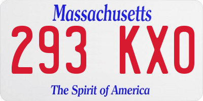 MA license plate 293KX0