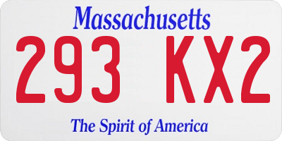 MA license plate 293KX2