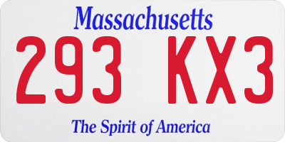 MA license plate 293KX3