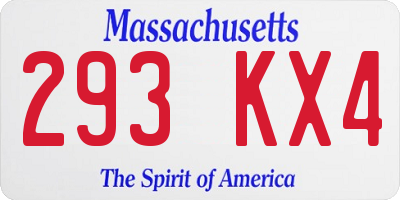 MA license plate 293KX4