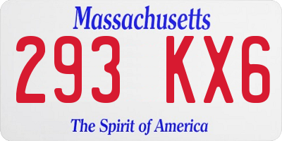 MA license plate 293KX6