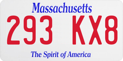 MA license plate 293KX8