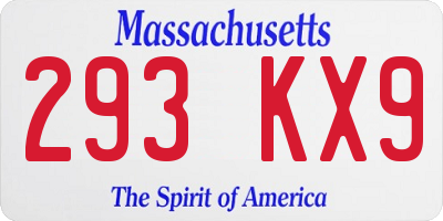 MA license plate 293KX9