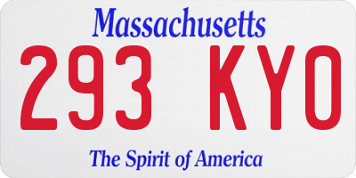 MA license plate 293KY0