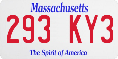 MA license plate 293KY3