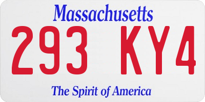 MA license plate 293KY4