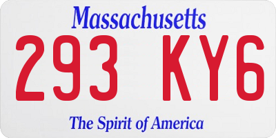 MA license plate 293KY6