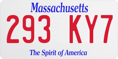 MA license plate 293KY7