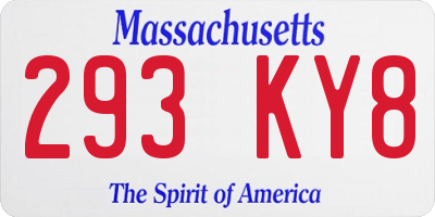 MA license plate 293KY8