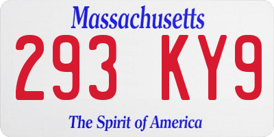 MA license plate 293KY9